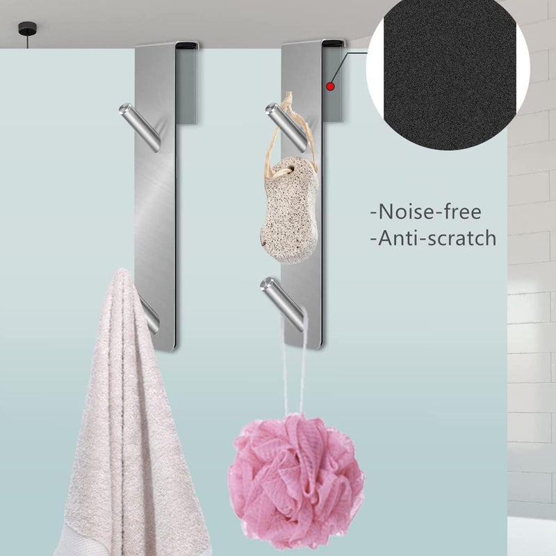 Bukela Shower Door Hooks Extended Over Door Hanger Bathroom Accessoriesfor Bathroom Frameless Glass Shower Door, No Slip Stainless Steel Towel Hooks, Heavy Duty Rack Hooks for Robe (Silver) - Image 5